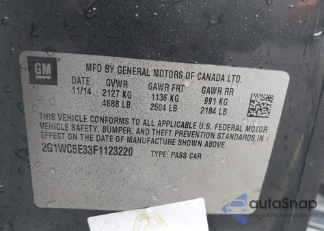 2015 Chevrolet Impala Limited Ltz из США, поврежденный, VIN 2G1WC5E33F1123220